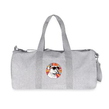 Bulldog mit Sonnenbrillen im Neon-Radial - Recycelte Canvas-Sporttasche von Stanley/Stella - Grau meliert - Vorne