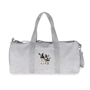 Holstein Kuh mit Kalb – Farm-Life Design - Recycelte Canvas-Sporttasche von Stanley/Stella - Grau meliert - Vorne