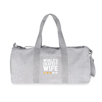 World's Okayest Wife Graphic Tee - Recycled Canvas Sports Bag by Stanley/Stella - heather grey - Front