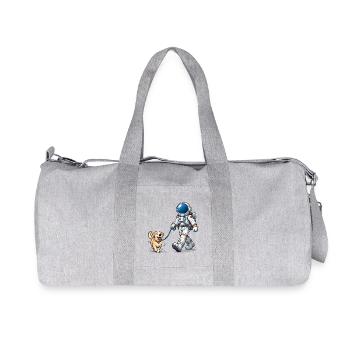 Astronaut walking his dog - Recycled Canvas Sports Bag by Stanley/Stella - heather grey - Front