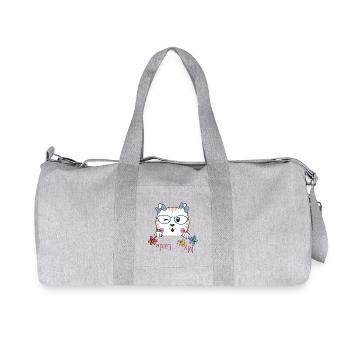 Cat with glasses and flowers - Recycled Canvas Sports Bag by Stanley/Stella - heather grey - Front