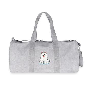 Fuzzy White Samoyed Dog (Comic) - Recycled Canvas Sports Bag by Stanley/Stella - heather grey - Front