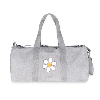 Fröhliche Daisy Cartoon Blume - Recycelte Canvas-Sporttasche von Stanley/Stella - Grau meliert - Vorne