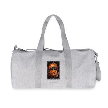 Gruseliges Halloween Design - Geisterhaus und Kürb - Recycelte Canvas-Sporttasche von Stanley/Stella - Grau meliert - Vorne