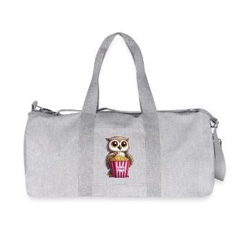 Owl with popcorn at the cinema movie night - Recycled Canvas Sports Bag by Stanley/Stella - heather grey - Front