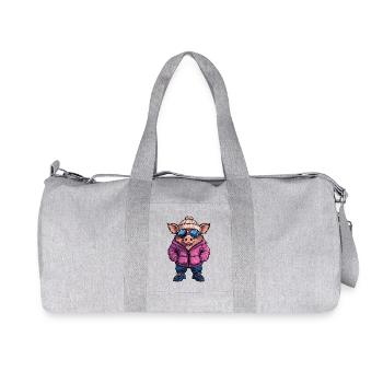 Schwein Winter Comic Wildschwein - Recycelte Canvas-Sporttasche von Stanley/Stella - Grau meliert - Vorne