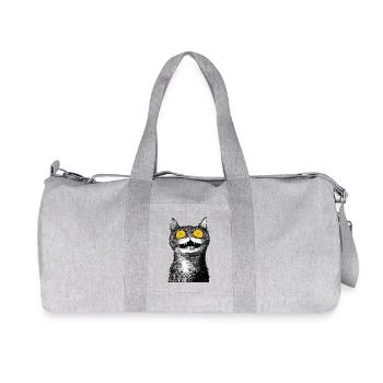 Schwarz-weiße Nashornkatze - Recycelte Canvas-Sporttasche von Stanley/Stella - Grau meliert - Vorne