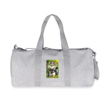 Katzenritter im Fantasy-Look - Recycelte Canvas-Sporttasche von Stanley/Stella - Grau meliert - Vorne