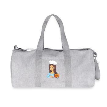 Cute girl cook loves to cook porridge - Recycled Canvas Sports Bag by Stanley/Stella - heather grey - Front