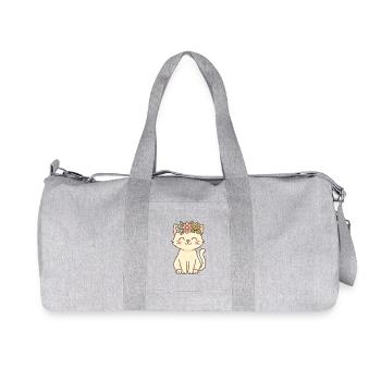 Blumenkranz Katze Charm - Recycelte Canvas-Sporttasche von Stanley/Stella - Grau meliert - Vorne