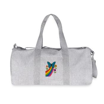Rainbow Butterfly - Recycled Canvas Sports Bag by Stanley/Stella - heather grey - Front