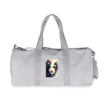Floral Noir Head Portrait - Recycled Canvas Sports Bag by Stanley/Stella - heather grey - Front