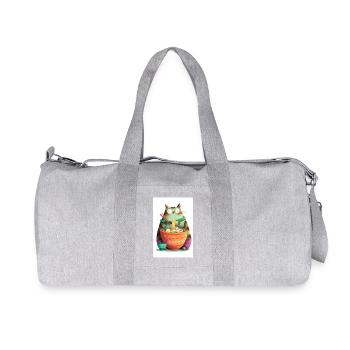 Ramen-Katzen-Festmahl - Recycelte Canvas-Sporttasche von Stanley/Stella - Grau meliert - Vorne