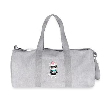 Little Pink Cat Heart - Recycled Canvas Sports Bag by Stanley/Stella - heather grey - Front