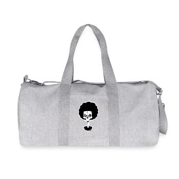 Afro Skull Cartoon Monochrom - Recycelte Canvas-Sporttasche von Stanley/Stella - Grau meliert - Vorne