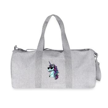 Cool Einhorn Portrait - Einhorn mit Sonnenbrille - Recycelte Canvas-Sporttasche von Stanley/Stella - Grau meliert - Vorne