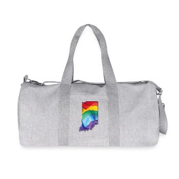 LGBTQ flag in the Indiana State map - Recycled Canvas Sports Bag by Stanley/Stella - heather grey - Front