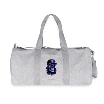 Purple Glow Skull Hippie Cap - Recycled Canvas Sports Bag by Stanley/Stella - heather grey - Front