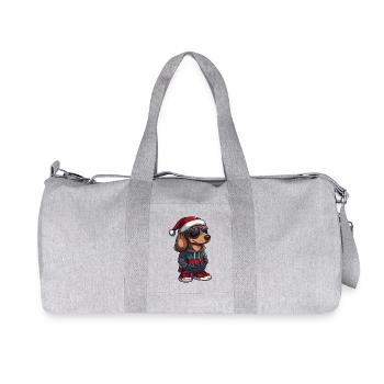 Dachshund Dog Christmas Cool X-Mas Dachshund - Recycled Canvas Sports Bag by Stanley/Stella - heather grey - Front
