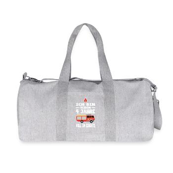 4 Geburtstag Feuerwehr Geschenk Junge 4 Jahre - Recycelte Canvas-Sporttasche von Stanley/Stella - Grau meliert - Vorne