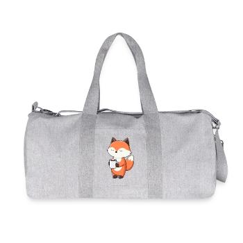 Fuchs mit Kaffeetassen-Zauber - Recycelte Canvas-Sporttasche von Stanley/Stella - Grau meliert - Vorne