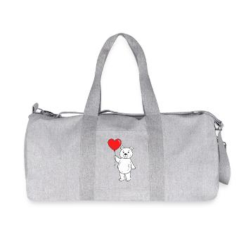 Bear with heart balloon - Recycled Canvas Sports Bag by Stanley/Stella - heather grey - Front