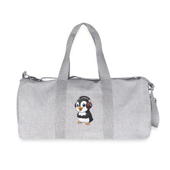Cute Penguin Gamer Gaming Console Gaming - Recycled Canvas Sports Bag by Stanley/Stella - heather grey - Front