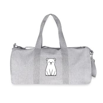 Cuddly polar bear illustration - Recycled Canvas Sports Bag by Stanley/Stella - heather grey - Front