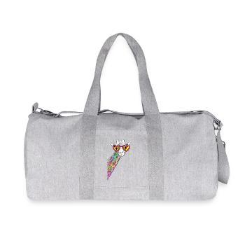 Sneaky Giraffe Rainbow Neck Heart Sunnglasses I - Recycled Canvas Sports Bag by Stanley/Stella - heather grey - Front