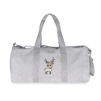 Funny Reindeer Christmas Comic Cartoon Icon - Recycled Canvas Sports Bag by Stanley/Stella - heather grey - Front
