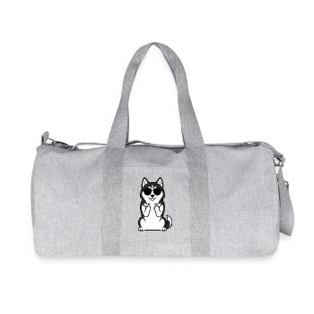 Husky mit Sonnenbrillen Icon - Recycelte Canvas-Sporttasche von Stanley/Stella - Grau meliert - Vorne