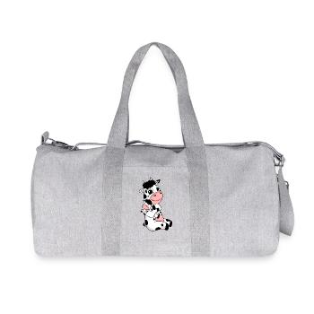 Famille de vaches - Vache avec bébé - Sac de sport en toile recyclée Stanley/Stella - gris chiné - Devant