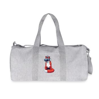 Cool Fox Gamer Nerd Dessin animé en réalité virtuelle - Sac de sport en toile recyclée Stanley/Stella - gris chiné - Devant