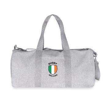 Rugby Ireland Shield design - Recycled Canvas Sports Bag by Stanley/Stella - heather grey - Front