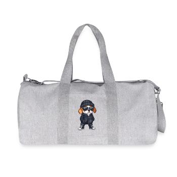 Beagle Hund Winter Comic - Recycelte Canvas-Sporttasche von Stanley/Stella - Grau meliert - Vorne