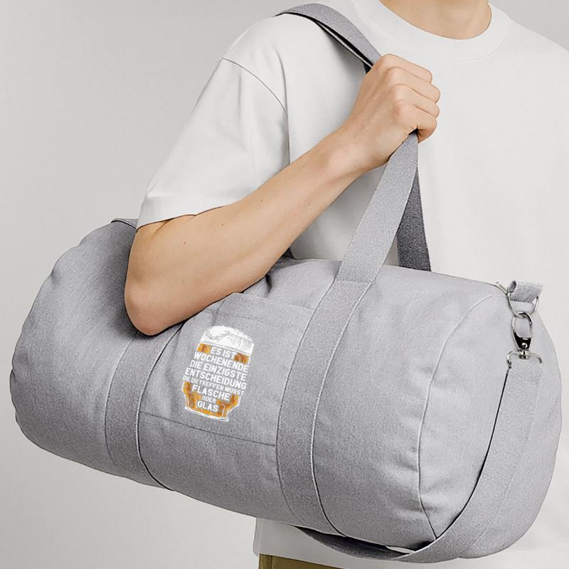 Wochenende Flasche Oder Glas / Bier Spruch Recycelte Canvas-Sporttasche von Stanley/Stella