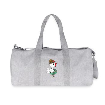Poulet, poulet, poulet, chapeau de paille, enfant chapeau - Sac de sport en toile recyclée Stanley/Stella - gris chiné - Devant