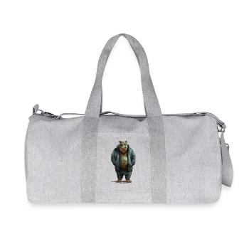 Hippopotame de style de rue | Amateurs d’hippopotames - Sac de sport en toile recyclée Stanley/Stella - gris chiné - Devant