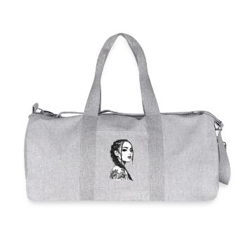 Élégante Line Art Femme - Style de tatouage floral - Sac de sport en toile recyclée Stanley/Stella - gris chiné - Devant