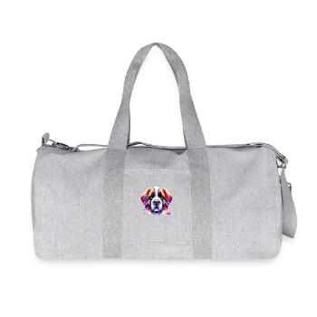 Colorful Geometric Dog Face Art - Recycled Canvas Sports Bag by Stanley/Stella - heather grey - Front