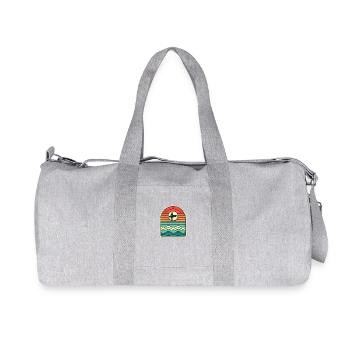 Retro Sunset Surfer Silhouette - Recycled Canvas Sports Bag by Stanley/Stella - heather grey - Front