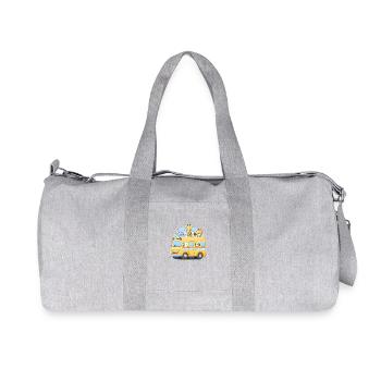 Cute Animal School Bus Illustration - Recycled Canvas Sports Bag by Stanley/Stella - heather grey - Front