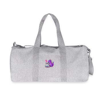 Purple Dino dégustant un café - Sac de sport en toile recyclée Stanley/Stella - gris chiné - Devant