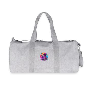 Neon Skeleton Sipping Coffee Design - Recycled Canvas Sports Bag by Stanley/Stella - heather grey - Front