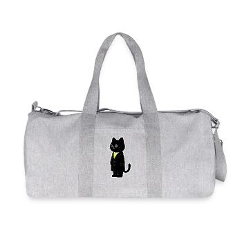 Chat de dessin animé en costume avec cravate vert fluo - Sac de sport en toile recyclée Stanley/Stella - gris chiné - Devant