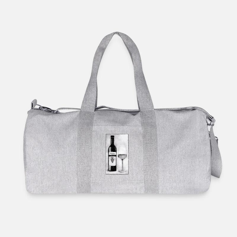 Weinflasche mit Glas - Druckvorlage handgeschnitzt - Recycelte Canvas-Sporttasche von Stanley/Stella - Grau meliert
