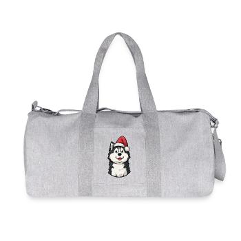 Husky Santa Pup - Recycled Canvas Sports Bag by Stanley/Stella - heather grey - Front