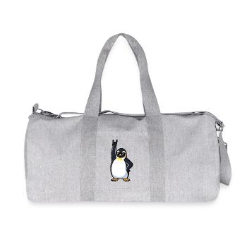Cool Penguin Musician Guitarist Rock'n'Roll Party - Recycled Canvas Sports Bag by Stanley/Stella - heather grey - Front
