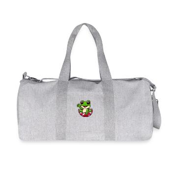 Colorful Easter Egg with Hatching Frog Design - Recycled Canvas Sports Bag by Stanley/Stella - heather grey - Front