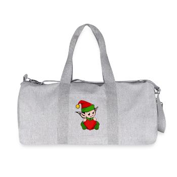 Elfe elfe petit mâle coeur noël bonnet - Sac de sport en toile recyclée Stanley/Stella - gris chiné - Devant